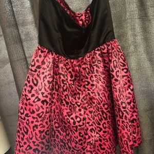 Abby dawn black and pink leopard halter dress